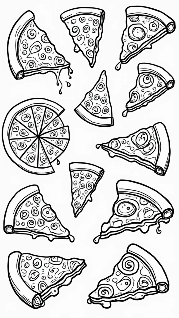 páginas para colorear de pizza gratis